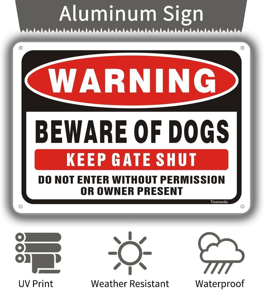 2Pack Beware of Dog Sign, You Have Been Warned No Responsible for Injury or Death - Indoor/Outdoor Fence Use - Metal Aluminum Rust Free | 7" x 9.8" Pre-Drilled Holes, Fade Resistant, Weatherproof