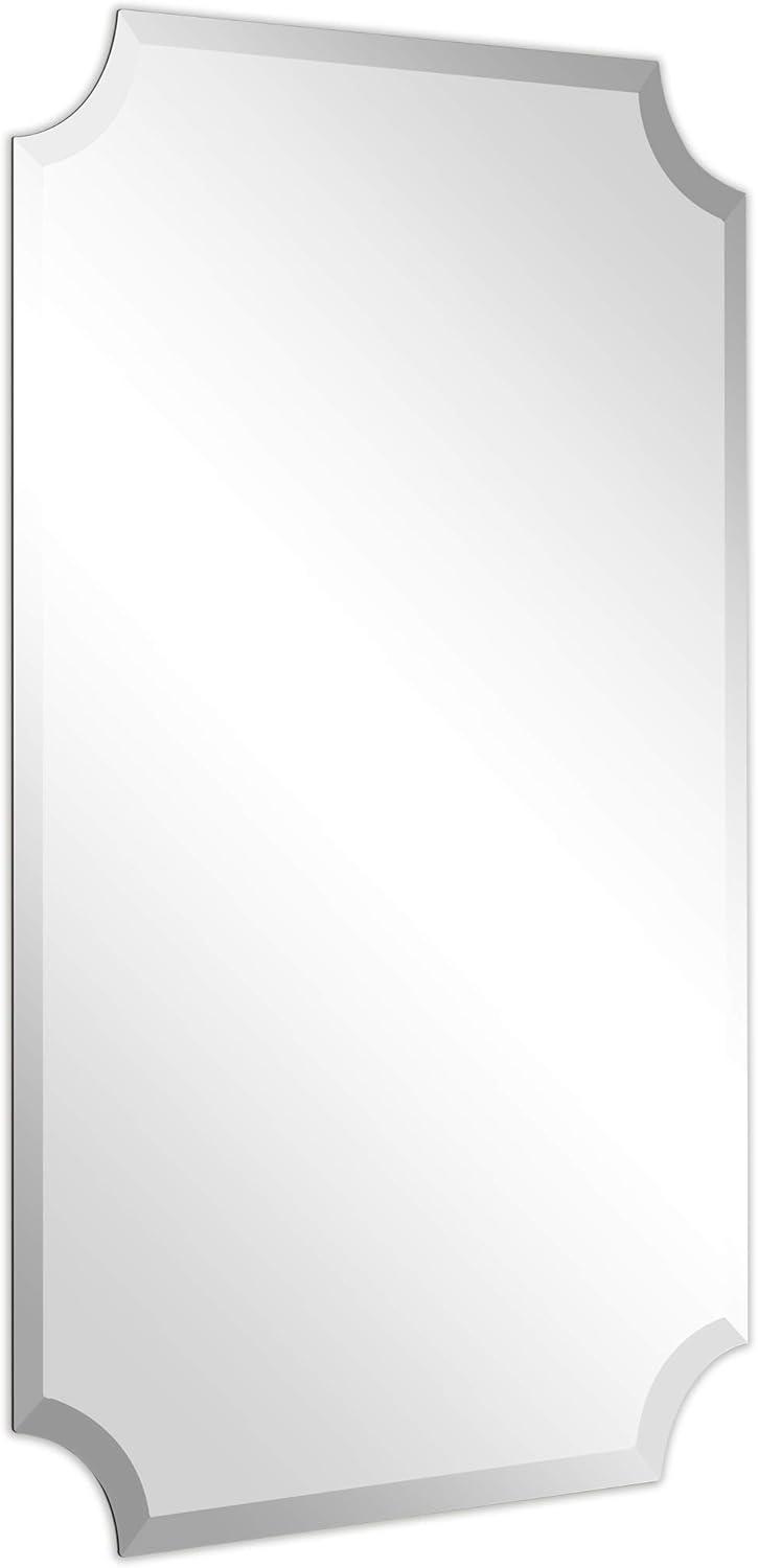 Empire Art Direct Frameless Rectangle Scalloped Beveled Wall Mirror - Clear 24 in. x 0.39 in. x 36 in.