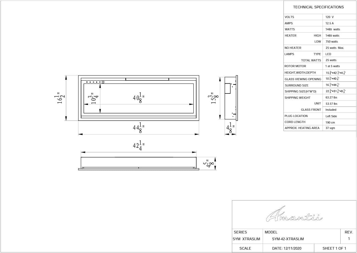 42" Extra Slim Featuring a 4" Depth-WiFi-3 Speed Motor-Programable Remote