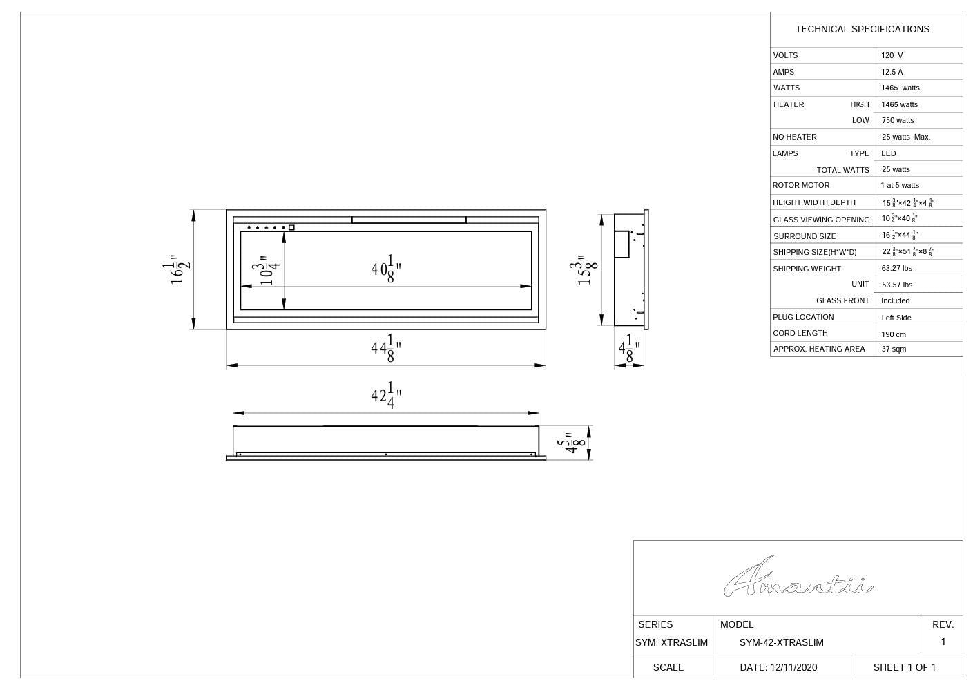 42" Extra Slim Featuring a 4" Depth-WiFi-3 Speed Motor-Programable Remote