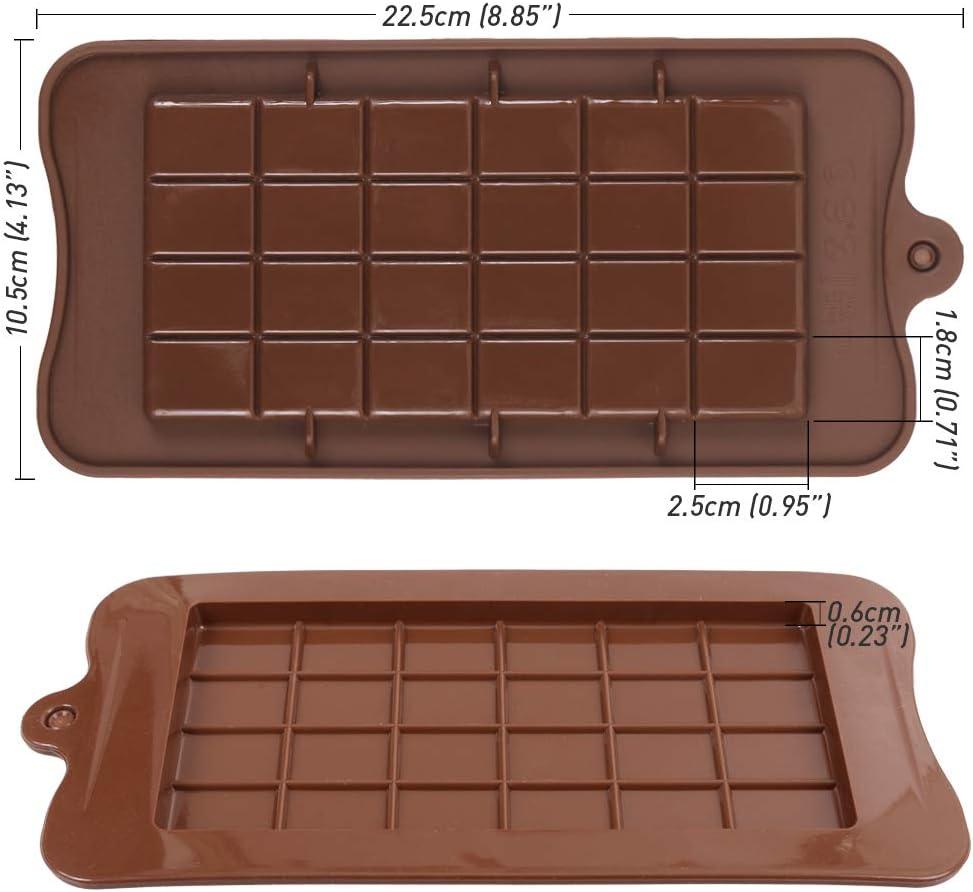 Brown Silicone Break-Apart Candy and Chocolate Bar Molds, Set of 6