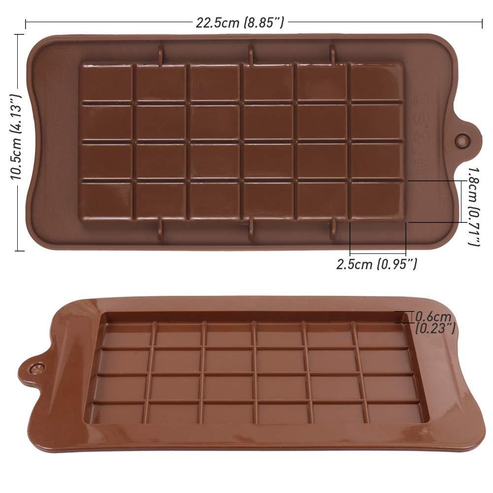 Newk Chocolate Silicone Molds, Break-Apart Candy and Energy Bar Silicone Molds, Pack of 6