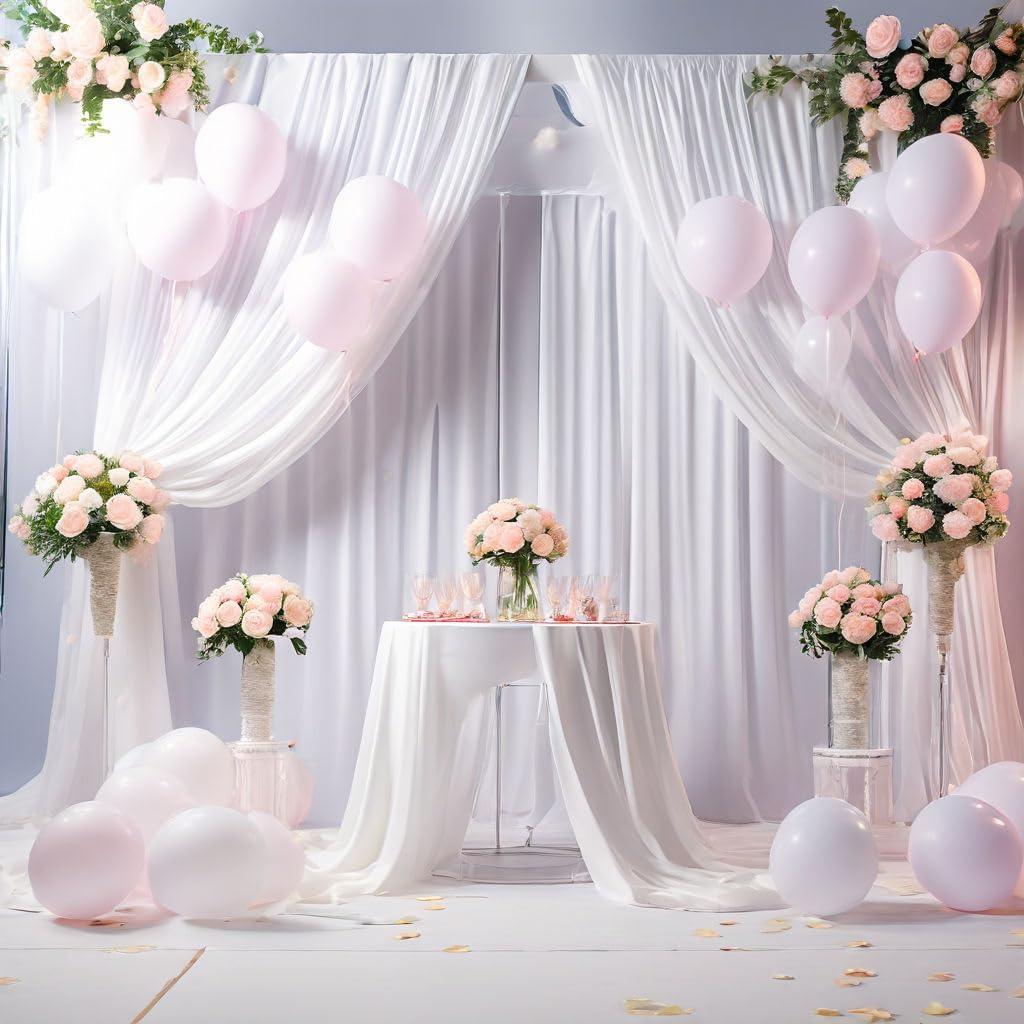 10x10ft White Backdrop Curtain for Parties Wrinkle Free Wedding Baby Curtain Backdrops for Birthday Party