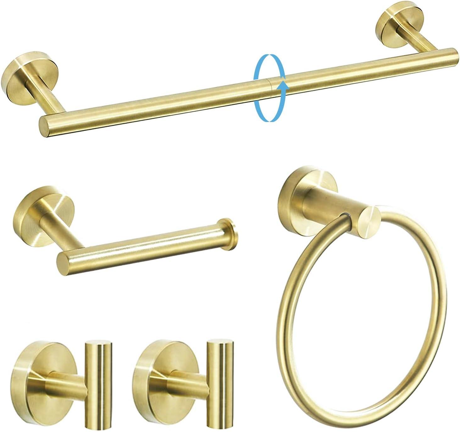 Brushed Gold 5-Piece Stainless Steel Bathroom Hardware Set