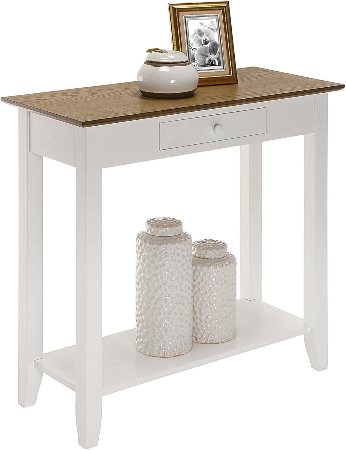 Convenience Concepts American Heritage 1 Drawer Hall Table with Shelf, Driftwood/White