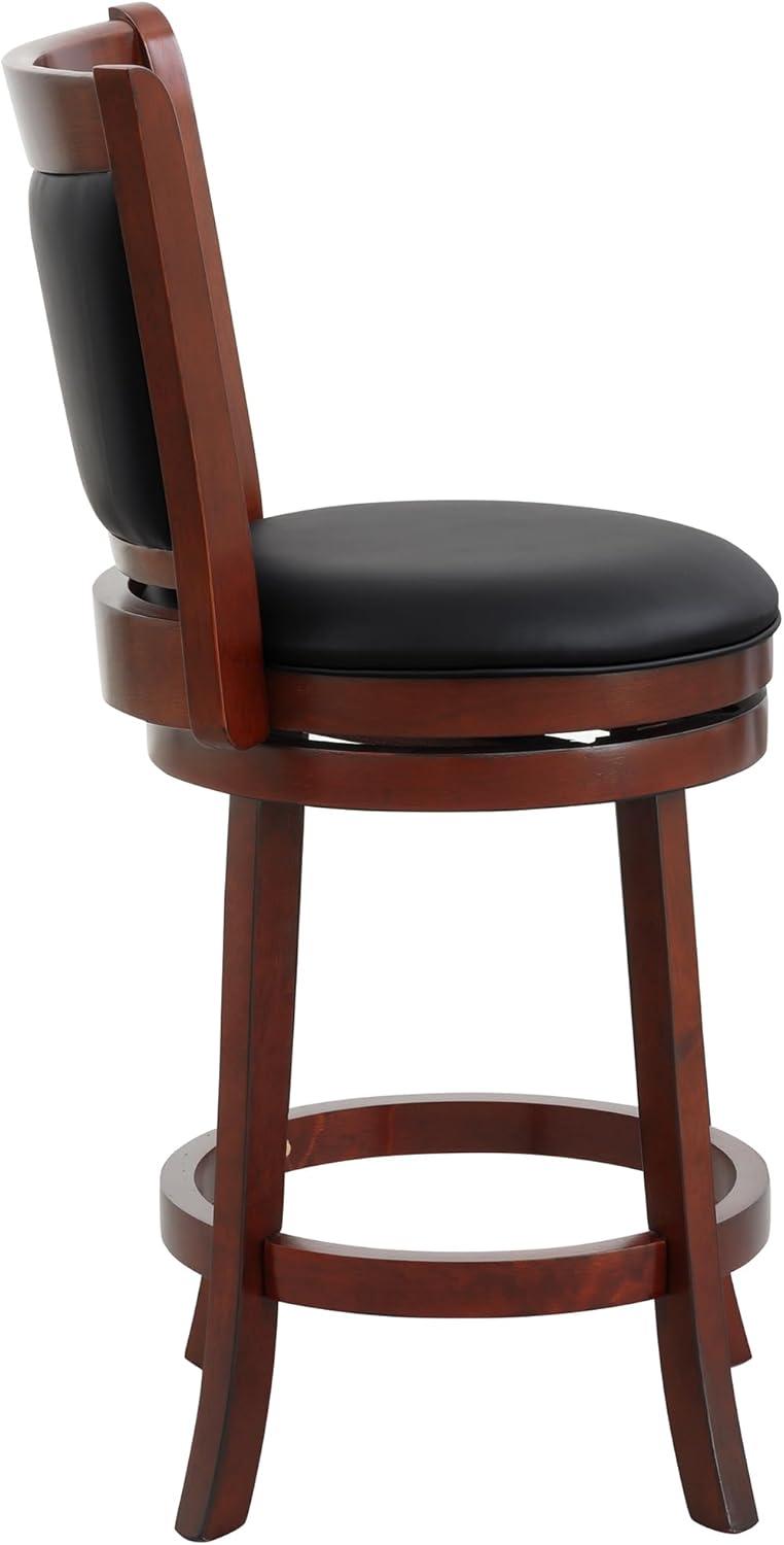 Lexicon Shapel Faux Leather Swivel Counter Stool in Dark Cherry