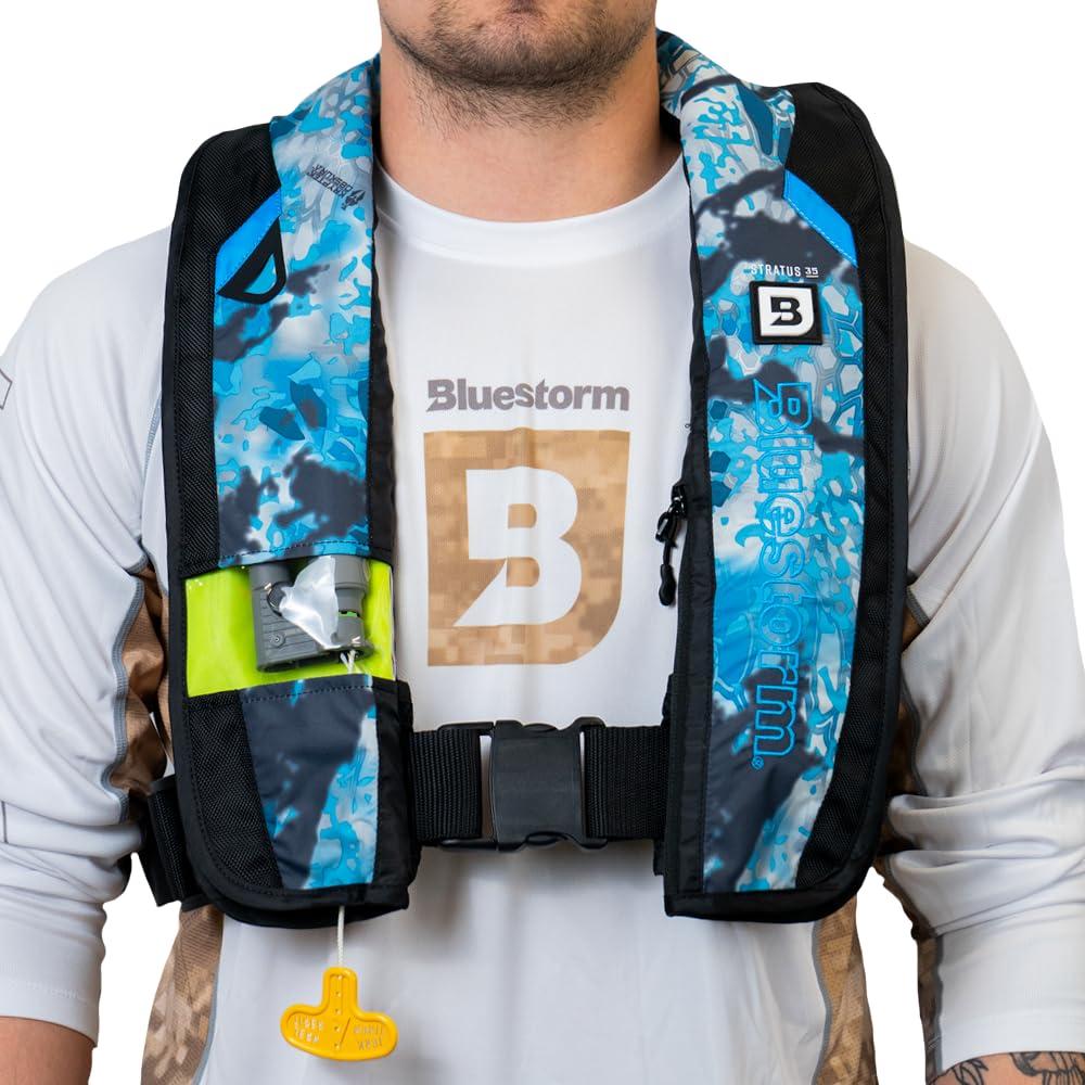 Bluestorm Stratus 35 Inflatable Life Jacket USCG Type 2 PFD, Kryptek LITUS