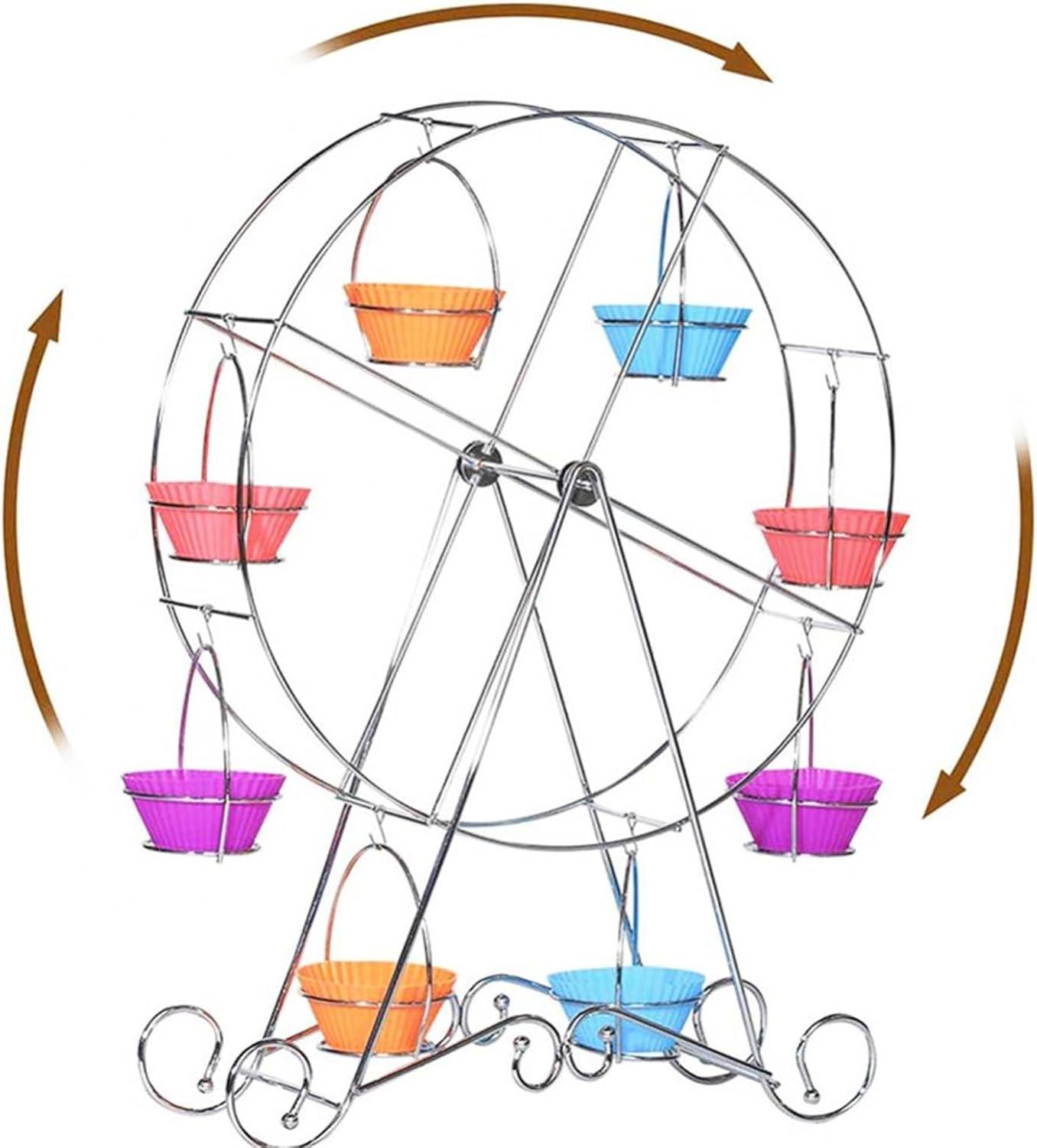 ASkinds Ferris Wheel Cupcake Stand Dessert Serving Tray, Ferris Wheel Cupcake Stand for Carnival and Circus Theme Party Wedding Party Furnishing Accessories (Silvery)