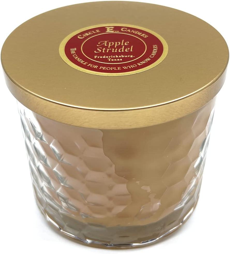 Circle E Candles, Apple Strudel Scent, Medium Size Jar Candle, 17oz, 2 Wicks