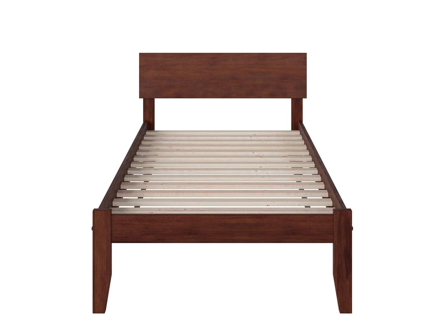 AFI Furnishings Orlando Twin Extra Long Platform Bed with Open Footboard and Turbo Charger in Walnut