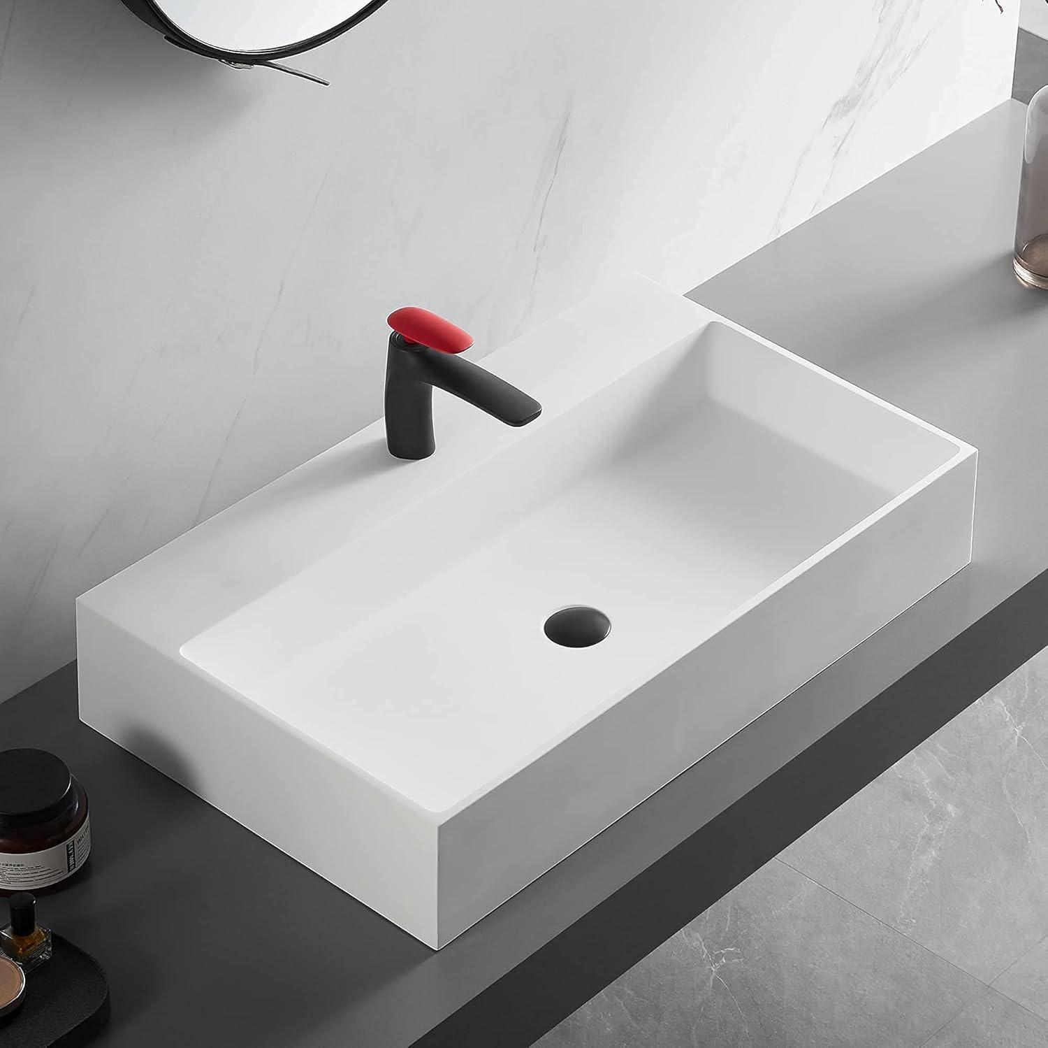 Serene Valley 18.9'' Solid Surface Square Bathroom Sink