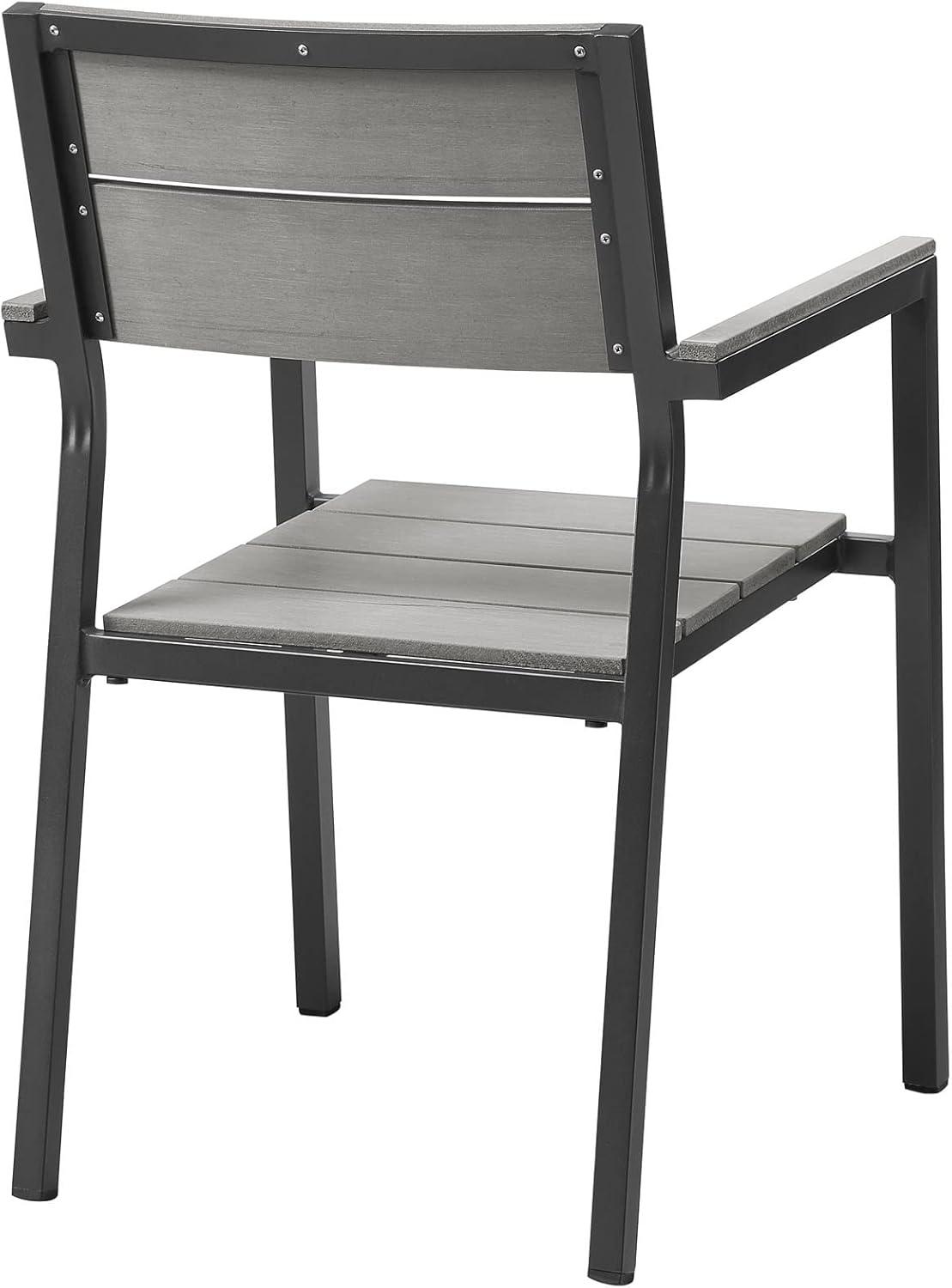 Modway Maine Outdoor Patio Dining Armchair – All-Weather Aluminum Frame Chair with Slatted Back and Armrests