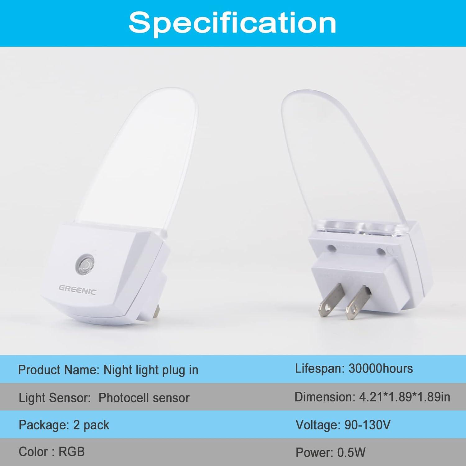 Multicolor RGB LED Night Light with Dusk to Dawn Sensor