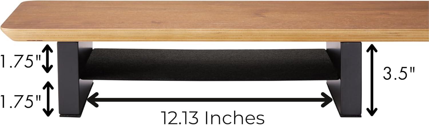 Walnut Monitor Stand for Desk (44 Inch) Large Monitor Stands for 2 Monitors, Desk Shelf for Top of Desk Walnut Monitor Shelf