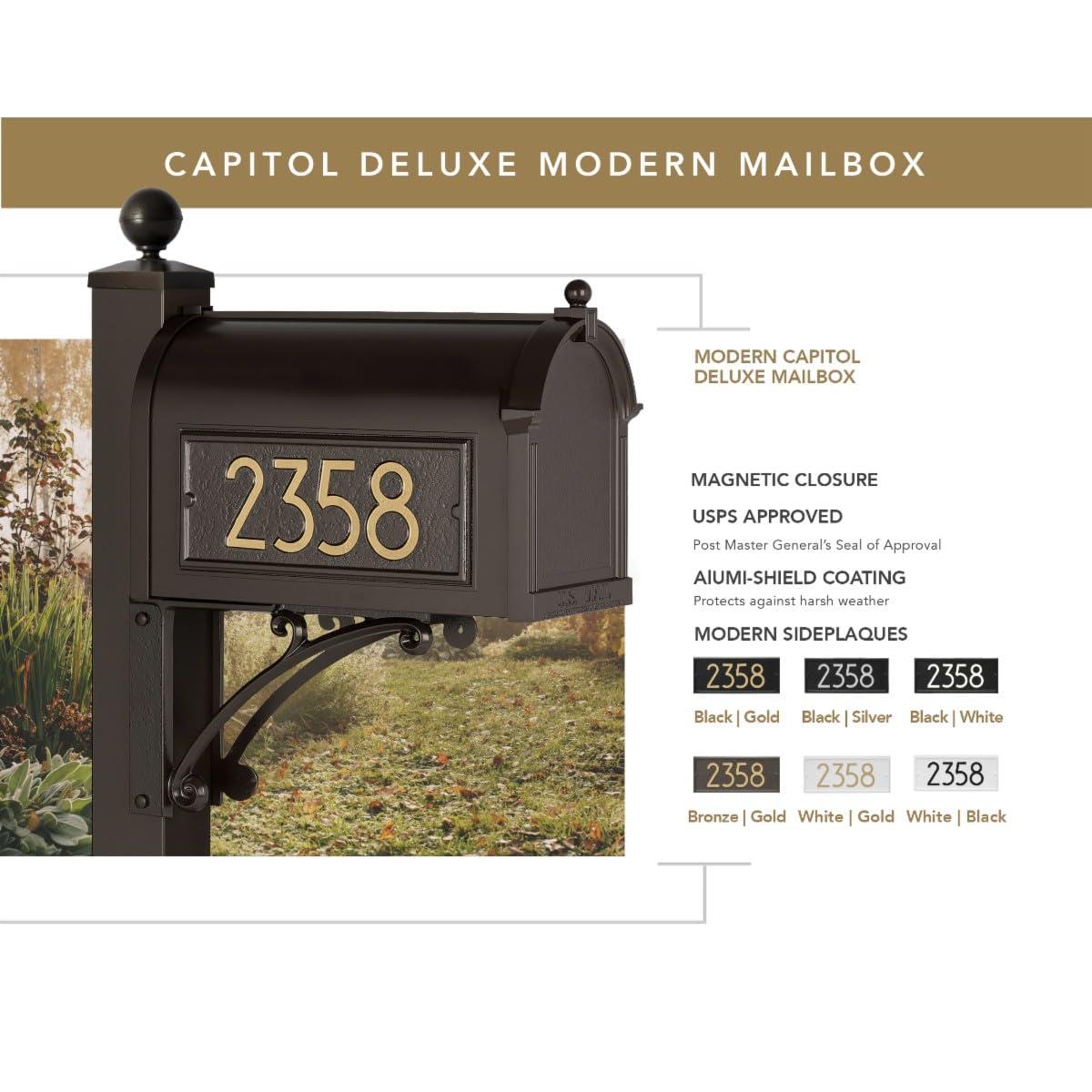 Extra Large Black and Gold Aluminum Post Mount Mailbox