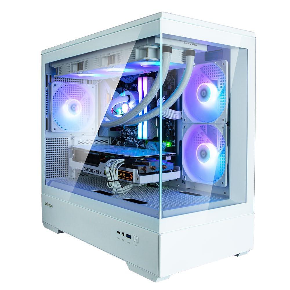 Zalman Chronix ATX Mid-Tower Gaming PC Case, Includes 3 x ARGB Fans, USB Type-C, 360mm Top & 240mm Side Radiator Support, Panoramic Tempered Glass, Cable Management, Desktop Computer Chassis, White