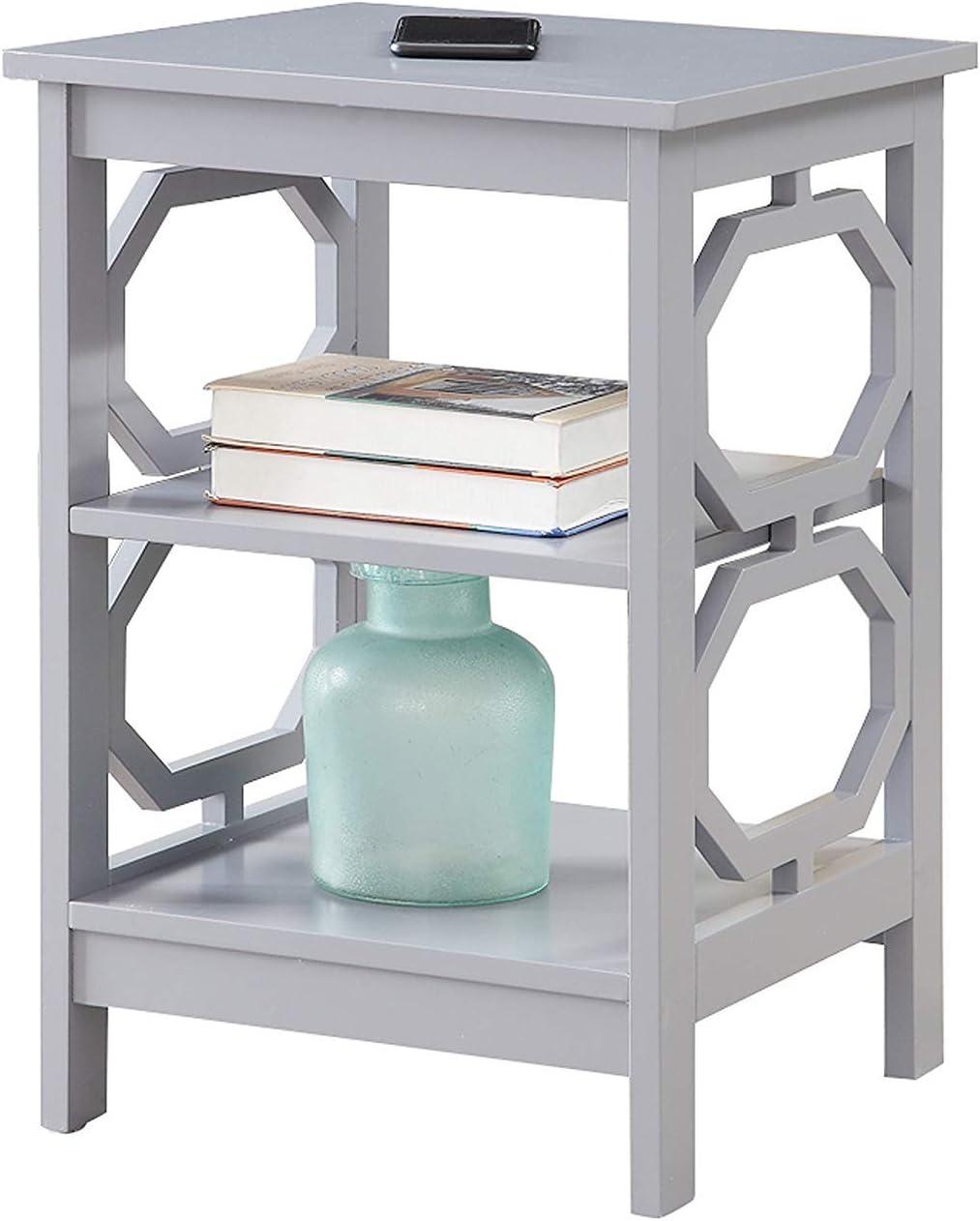 Convenience Concepts Omega End Table with Shelf, Gray