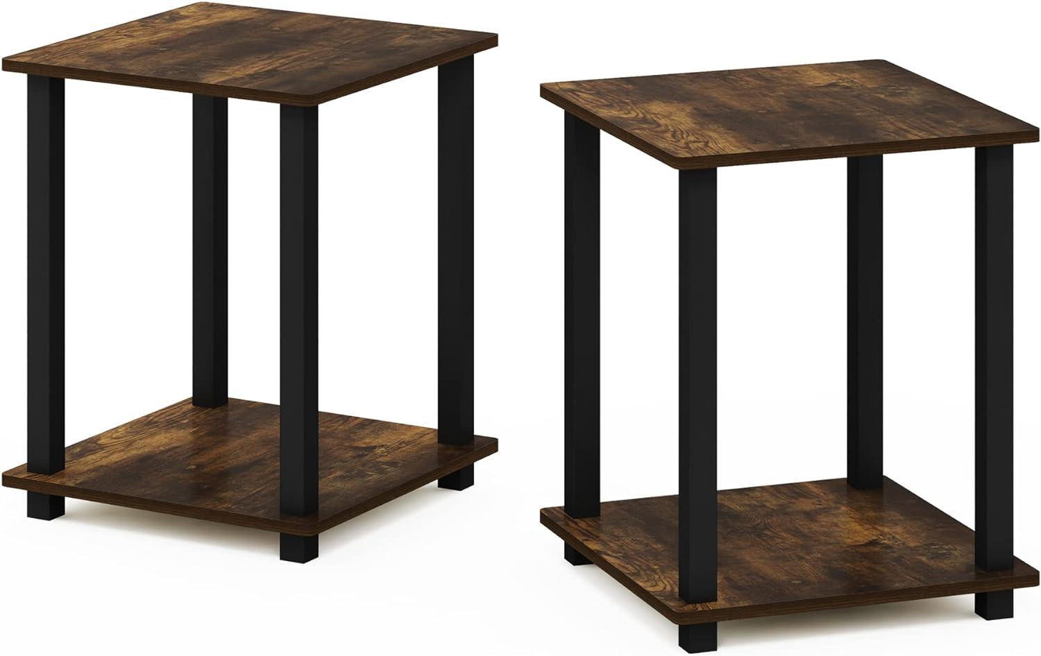 Furinno Simplistic End Table, Set of Two, Amber Pine/Black