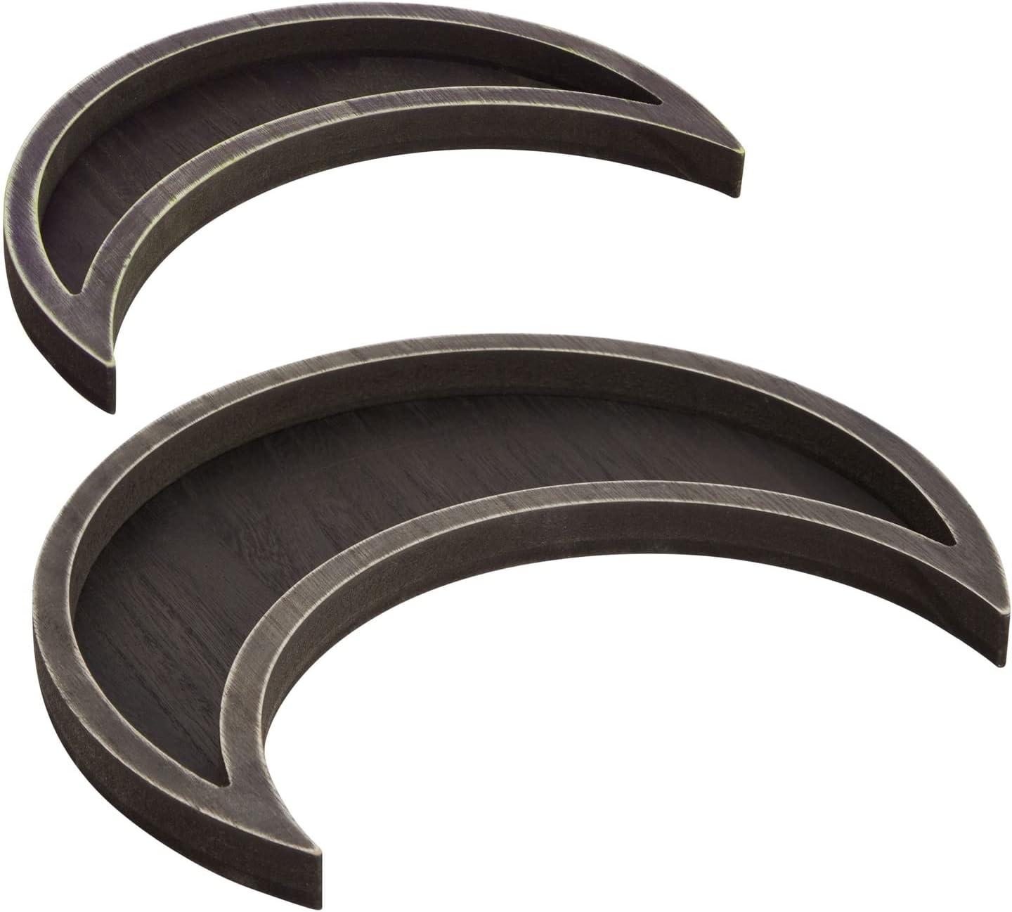 Farmlyn Creek 2-Piece Dark Brown Decorative Wooden Crescent Moon Tray - Rustic Home Décor Accents for Nursery & Shelf Decor - Crystals, Essential Oils, Gemstone Display & Perfume Tray