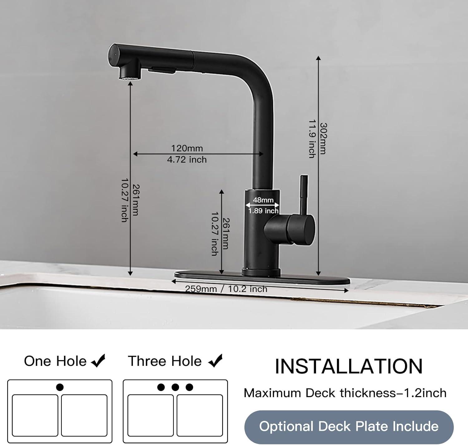 Matte Black Stainless Steel Pull-Out Spray Kitchen Faucet