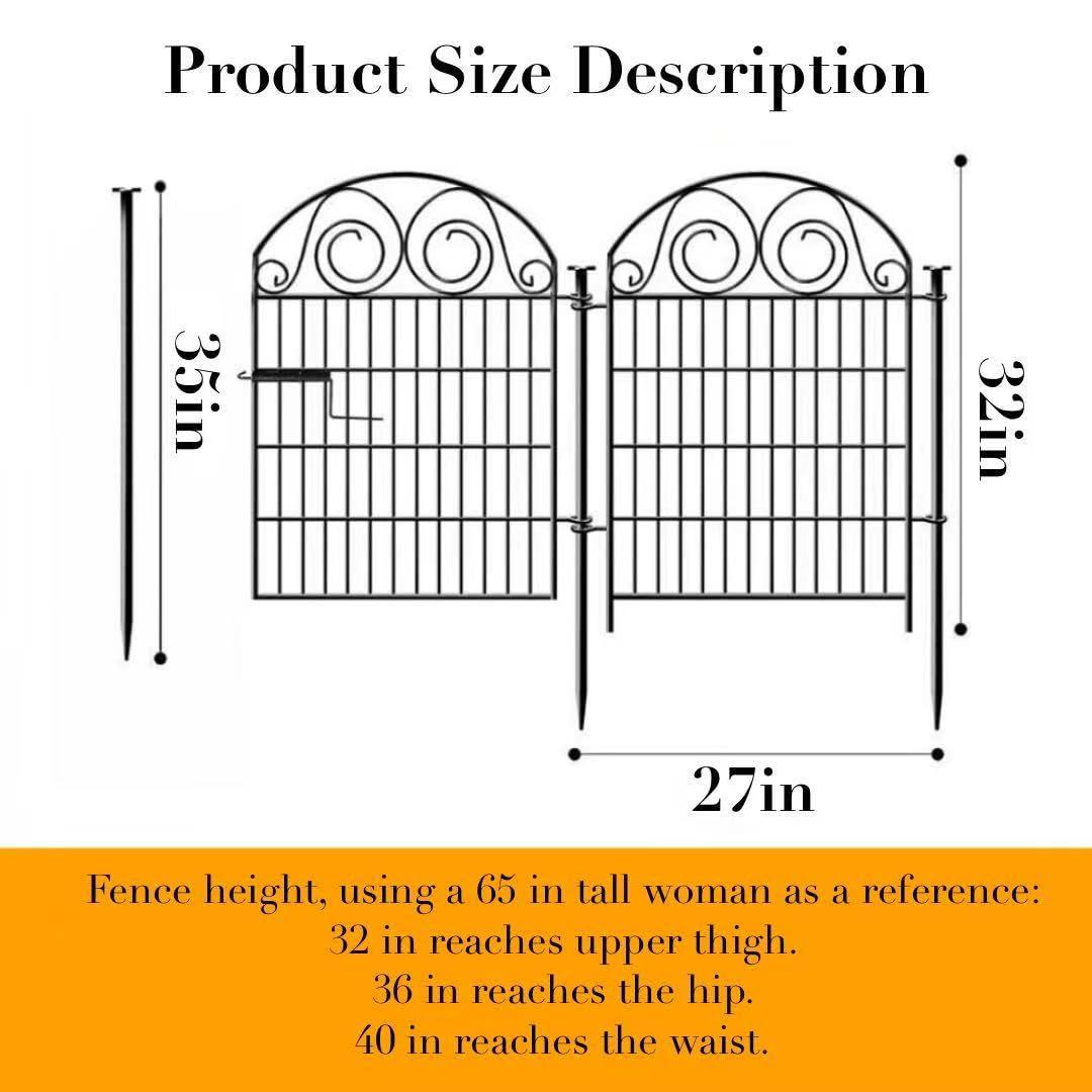 Tall Garden Fence Animal Barrier with Gate, 32 in(H) 16 Panels Garden Fences and Borders for Dogs, Dog Fence Outdoor for Yard, Total Length 35 Ft Metal Temporary Fencing│Patented