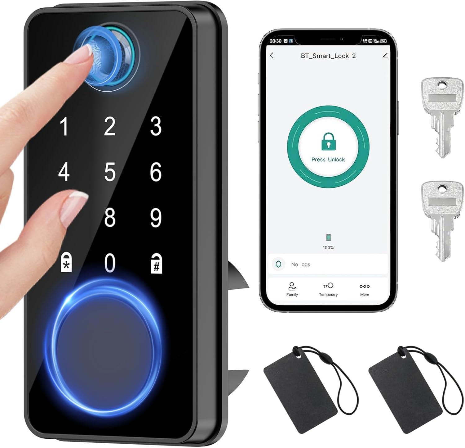 Tilvision Fingerprint Door Lock,Keyless Entry Deadbolt with App Control,Touchscreen Keypad - Auto Lock & IP65 Waterproof - Smart Door Lock for Front Door,Home,Office