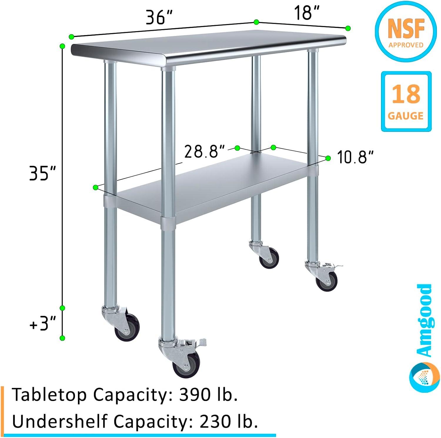 Amgood Stainless Steel Table With Wheels