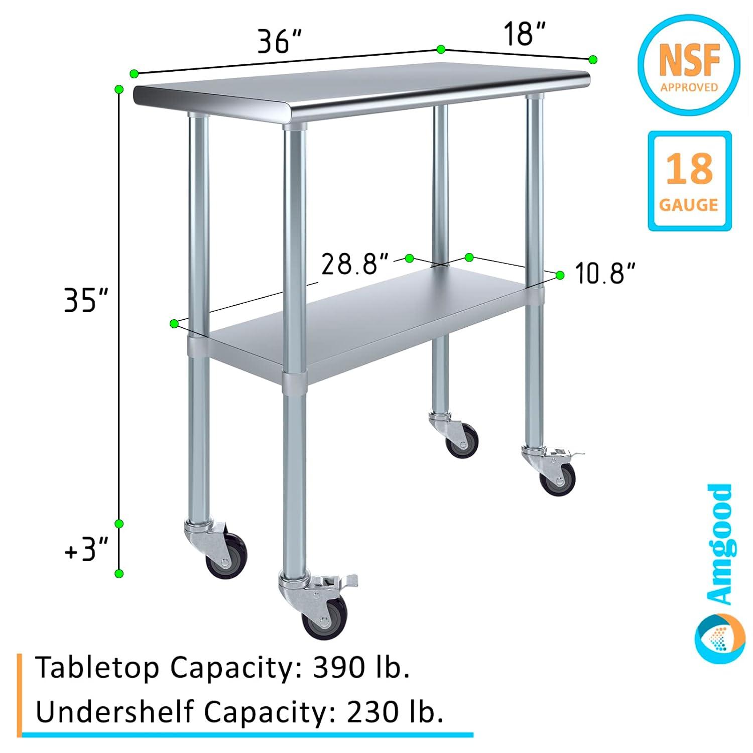Amgood Stainless Steel Table With Wheels