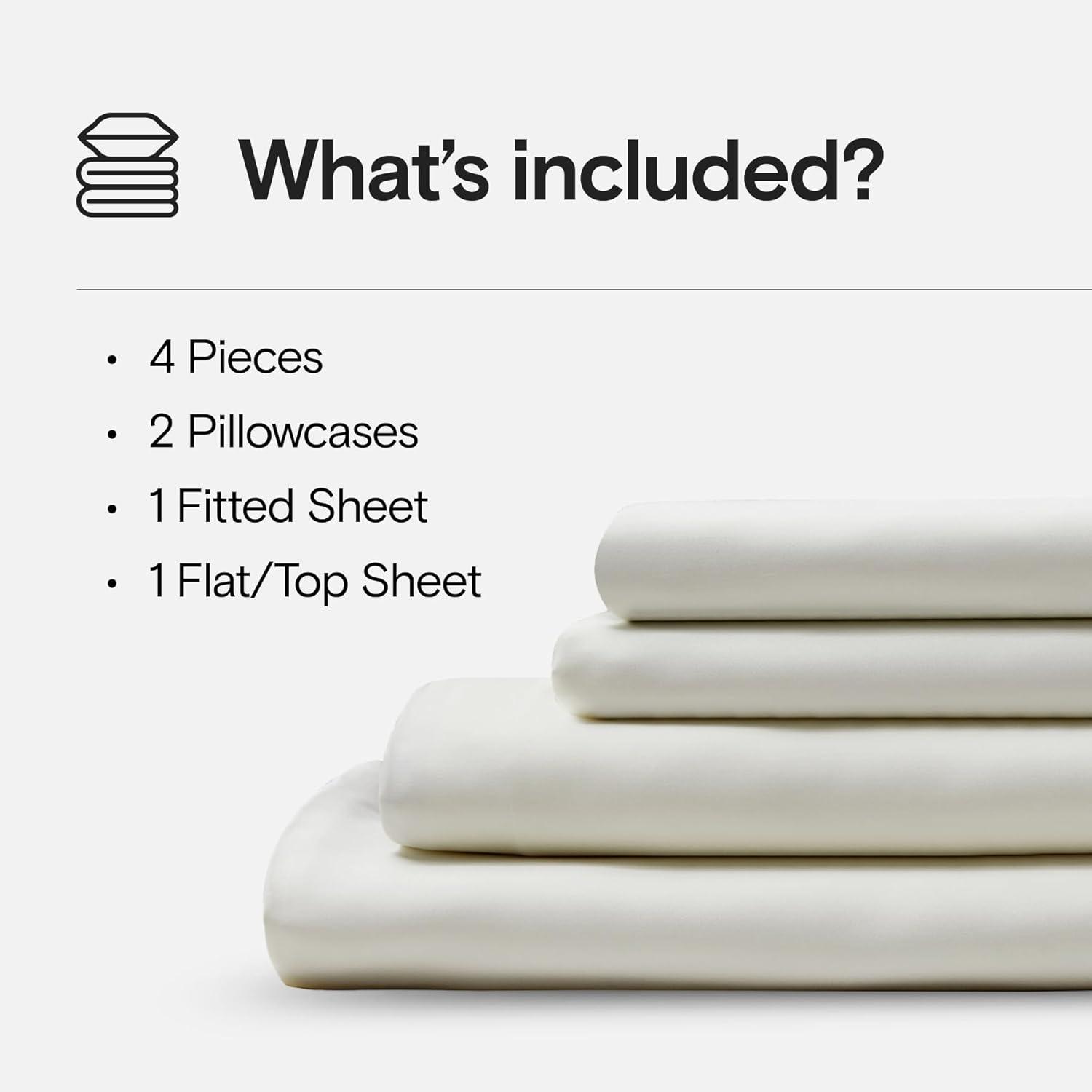 DOZ Bamboo Viscose Sheet Set, Organically Grown Bamboo, Buttery Soft, Cooling, High GSM, Deep Pockets Ivory Queen