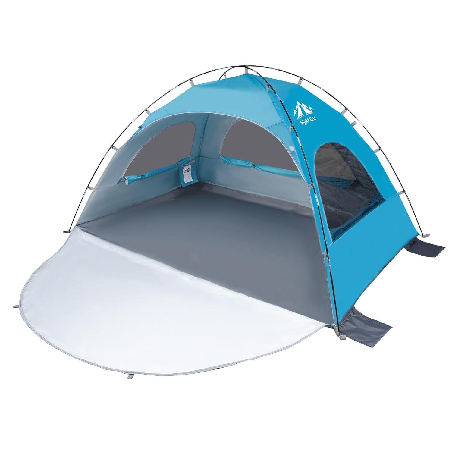 Blue 4-Person Summer Portable Beach Tent with UV Protection