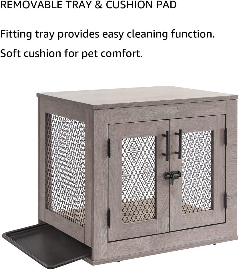 UniPaws UH5154 Small Pet Crate with Tray -  Weathered Grey