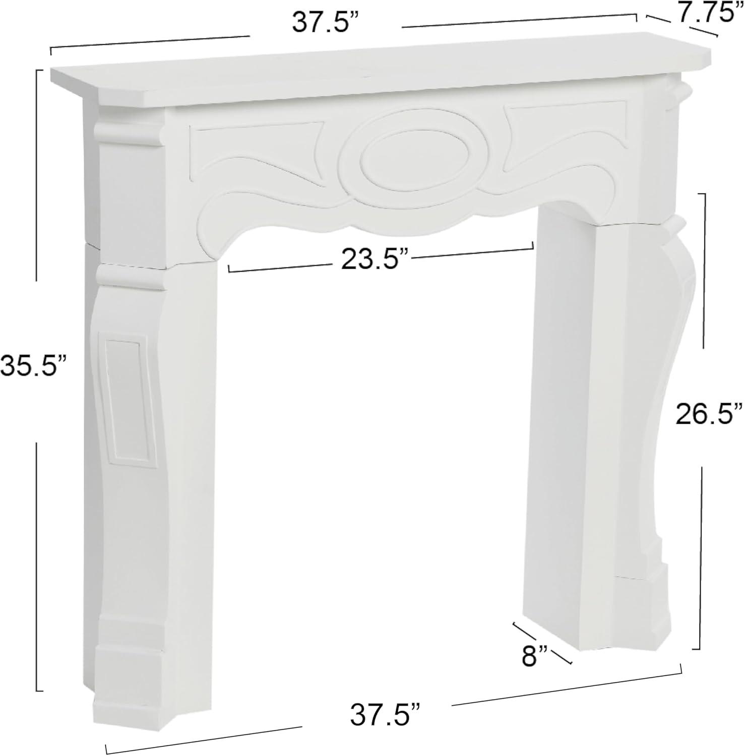 Victorian White Painted Wood Decorative Fireplace Mantel