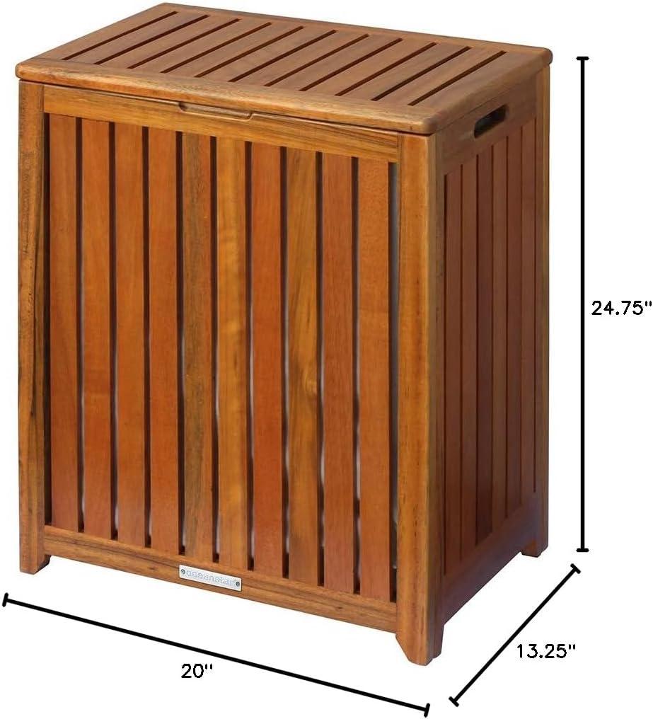 Oceanstar Solid Wood Spa Hamper, Brown Color, Age Group Adult, 20 L x 13.25 W x 24.75 H inches