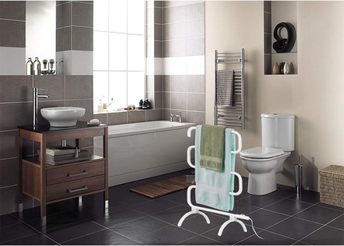 Tangkula Towel Warmer, Home Bathroom 100W Electric 5-Bar Towel Drying Rack, Freestanding and Wall Mounted Design Towel Hanger, Towel Heater, White (23"L x 13"W x 36"H)