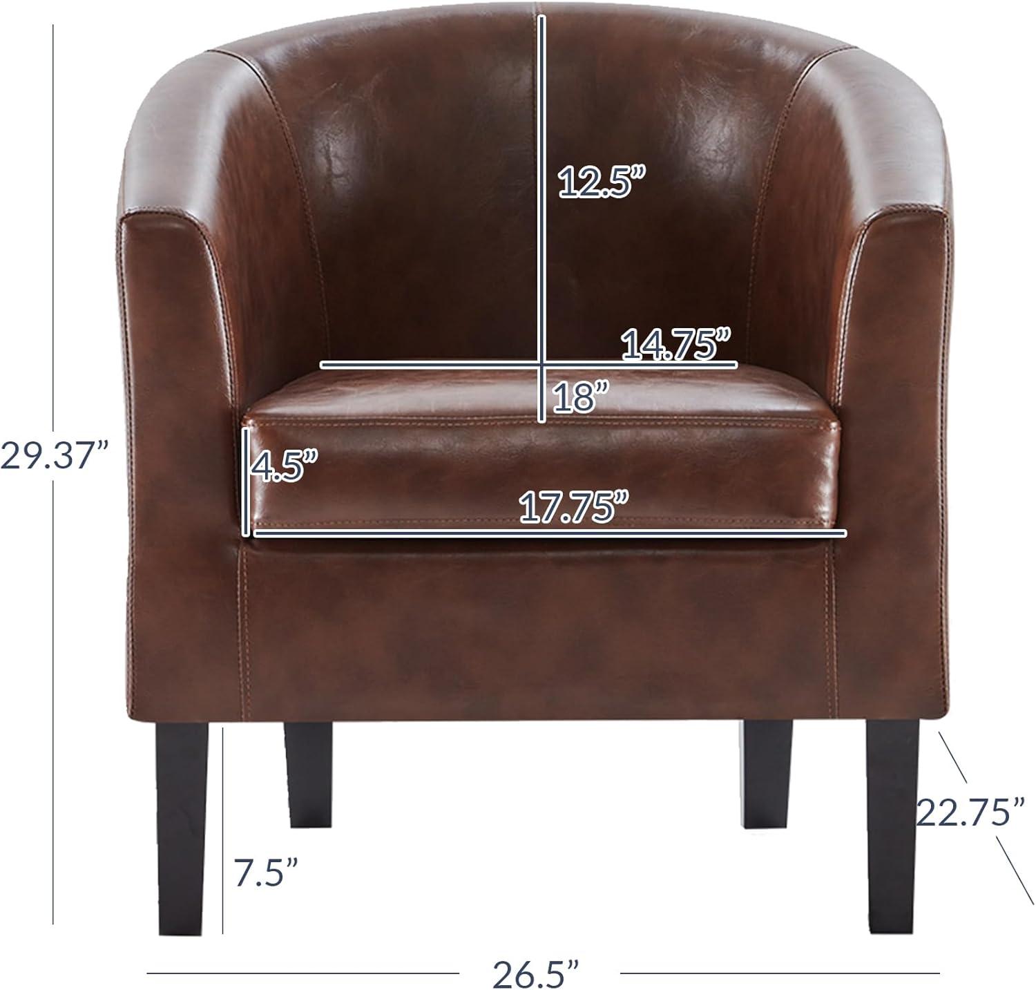 BELLEZE Accent Arm Club Chair in Faux Leather - Highland (Caramel)