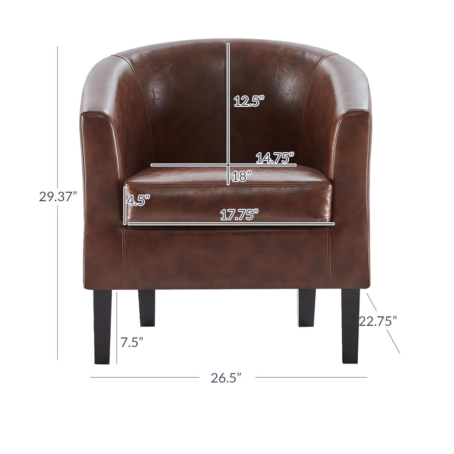 BELLEZE Accent Arm Club Chair in Faux Leather - Highland (Caramel)