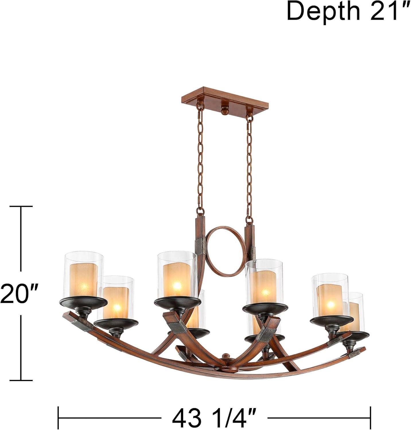 Mahogany and Bronze 8-Light Rustic Farmhouse Chandelier