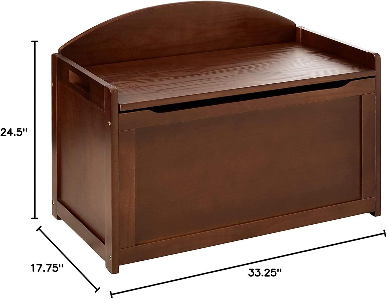 Walnut Finish Beech Wood Child's Toy Chest with Safety Hinge