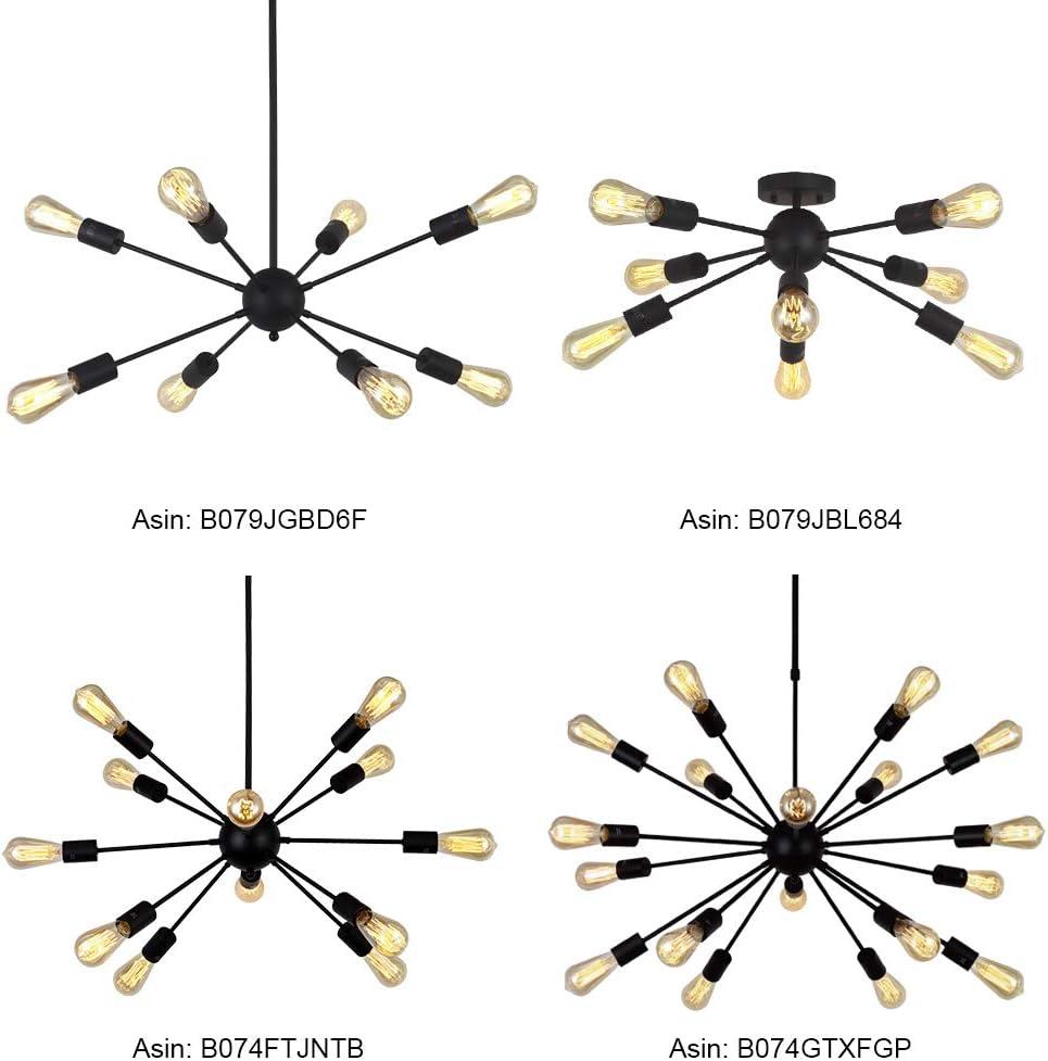 Sputnik Chandelier 8 Lights Brushed Nickel Modern Pendant Lighting Mid Century Flush Mount Ceiling Light Fixture Adjustable Height for Kitchen Dining Room Living Room Bedroom Foyer