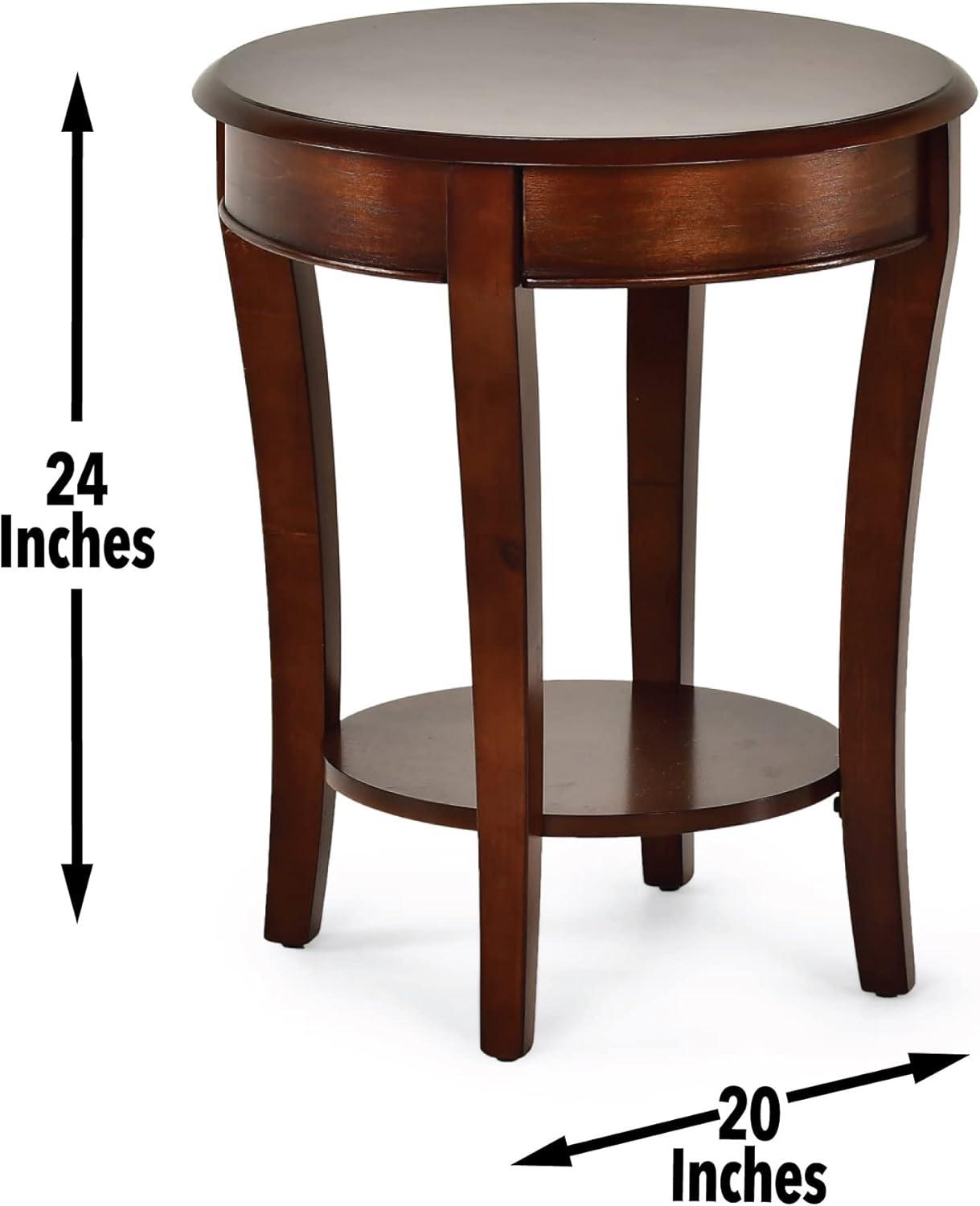 Troy Oval End Table Brown Cherry - Steve Silver Co.: Curved Legs, Wood Veneer, Fixed Shelf