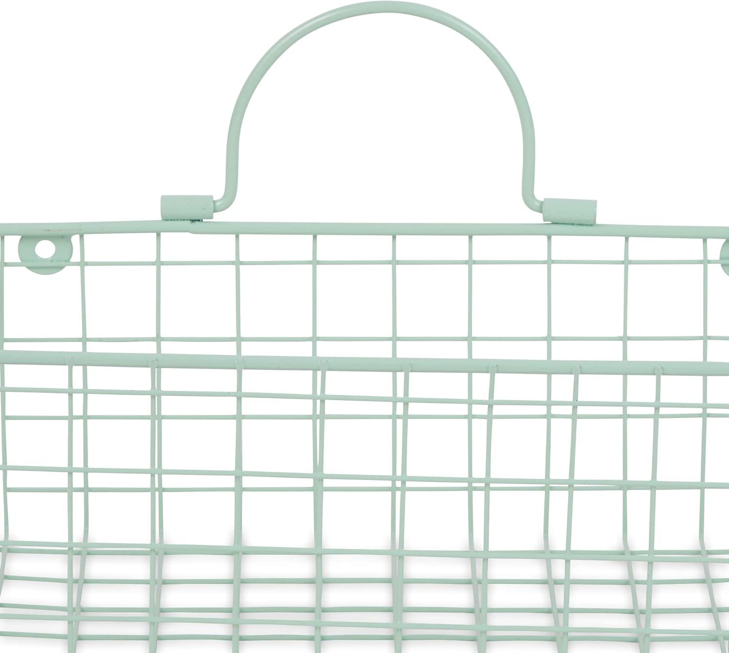Small Aqua Wire Wall Basket Set/2