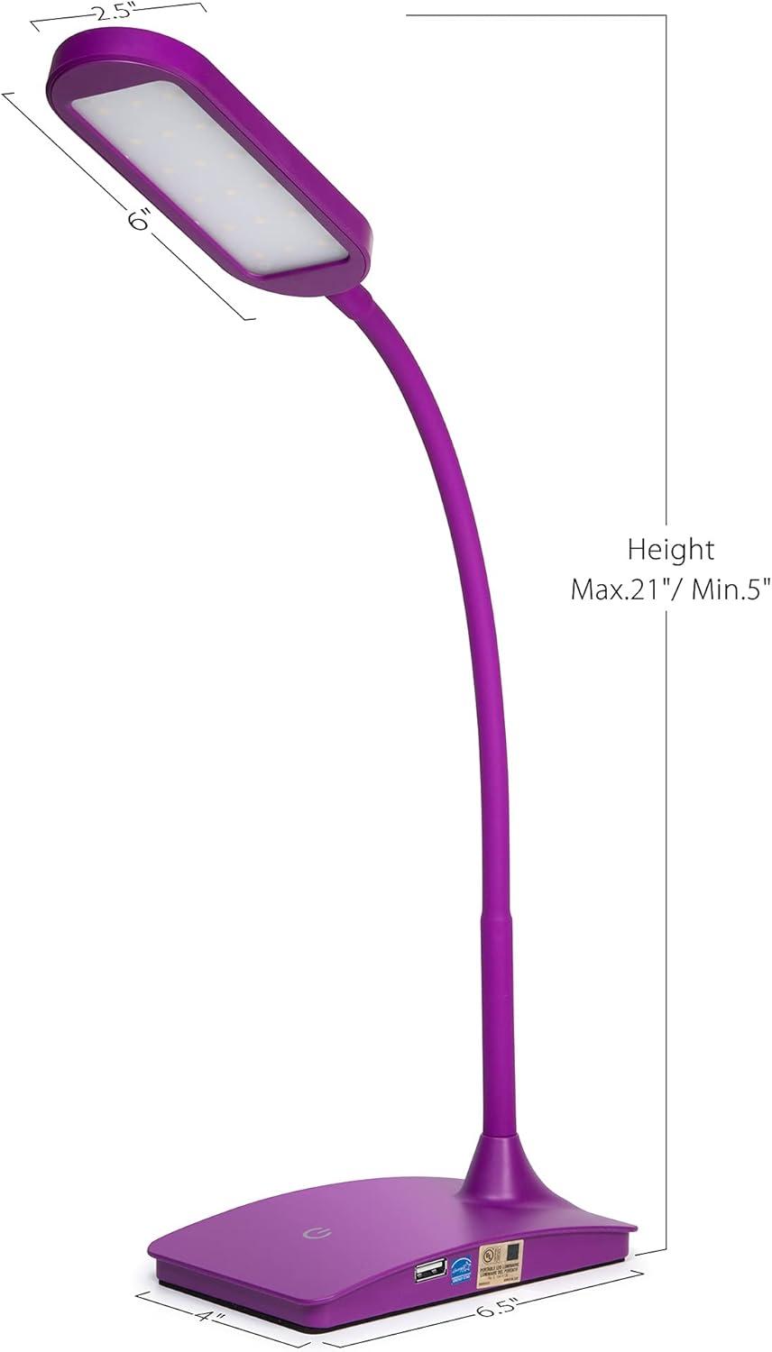 TW Lighting LED Desk Lamp with USB Charging Port Dimmable Study Home Office Lamps Black