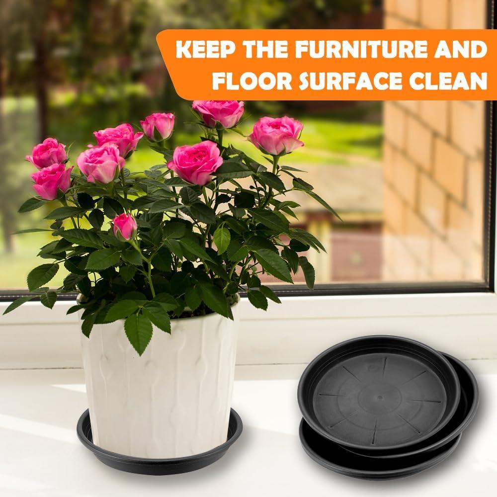 Tripumer 12Pack Plant Saucers 6inch/8inch/10inch Black Plant Saucers Plastic Planter Trays Round Trays Heavy Duty Drip Trays Perfect for Indoor and Outdoor Plants