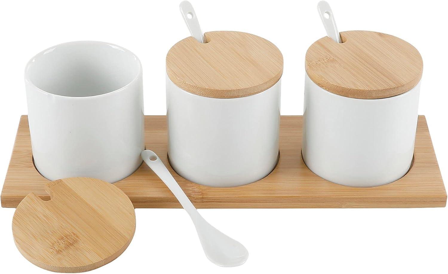 Gibson Elite Gibson Elite Gracious Dining 10 Piece Fine Ceramic Condiment Jars Serving Set In White