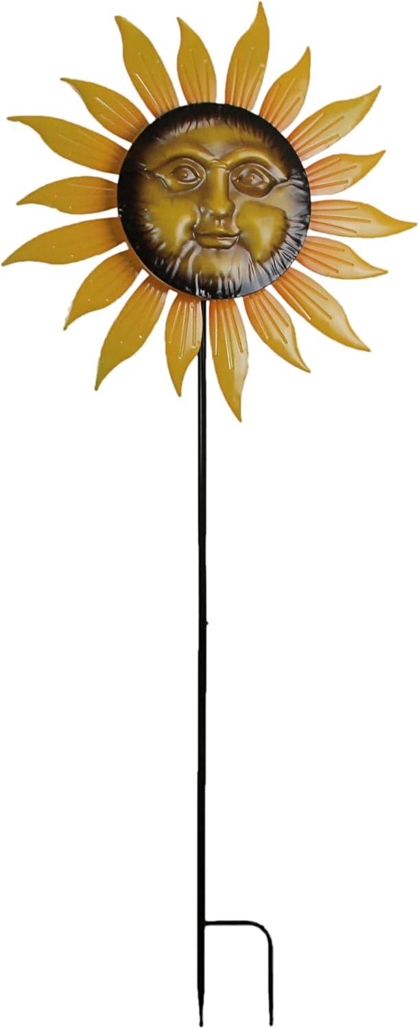 Multicolor Metal Sunflower Garden Wind Spinner Stake 71.5 Inches