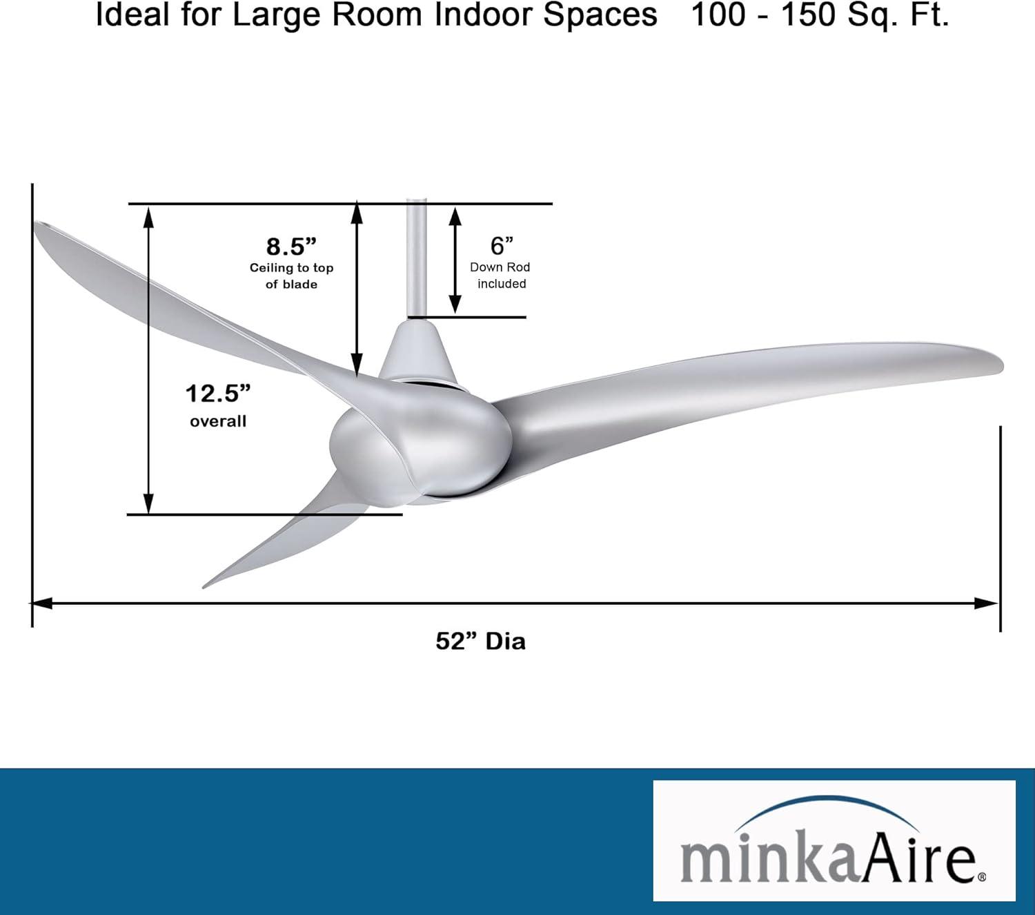 52" Wave 3 - Blade LED Propeller Ceiling Fan with Remote Control and Light Kit Included