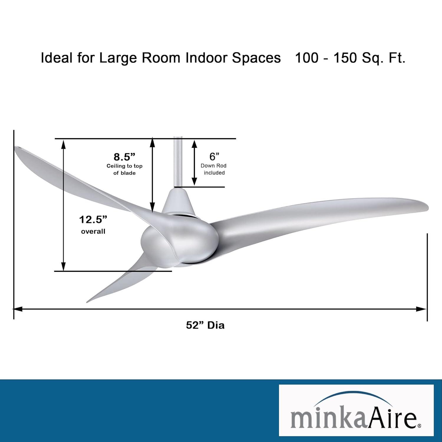 52" Wave 3 - Blade LED Propeller Ceiling Fan with Remote Control and Light Kit Included