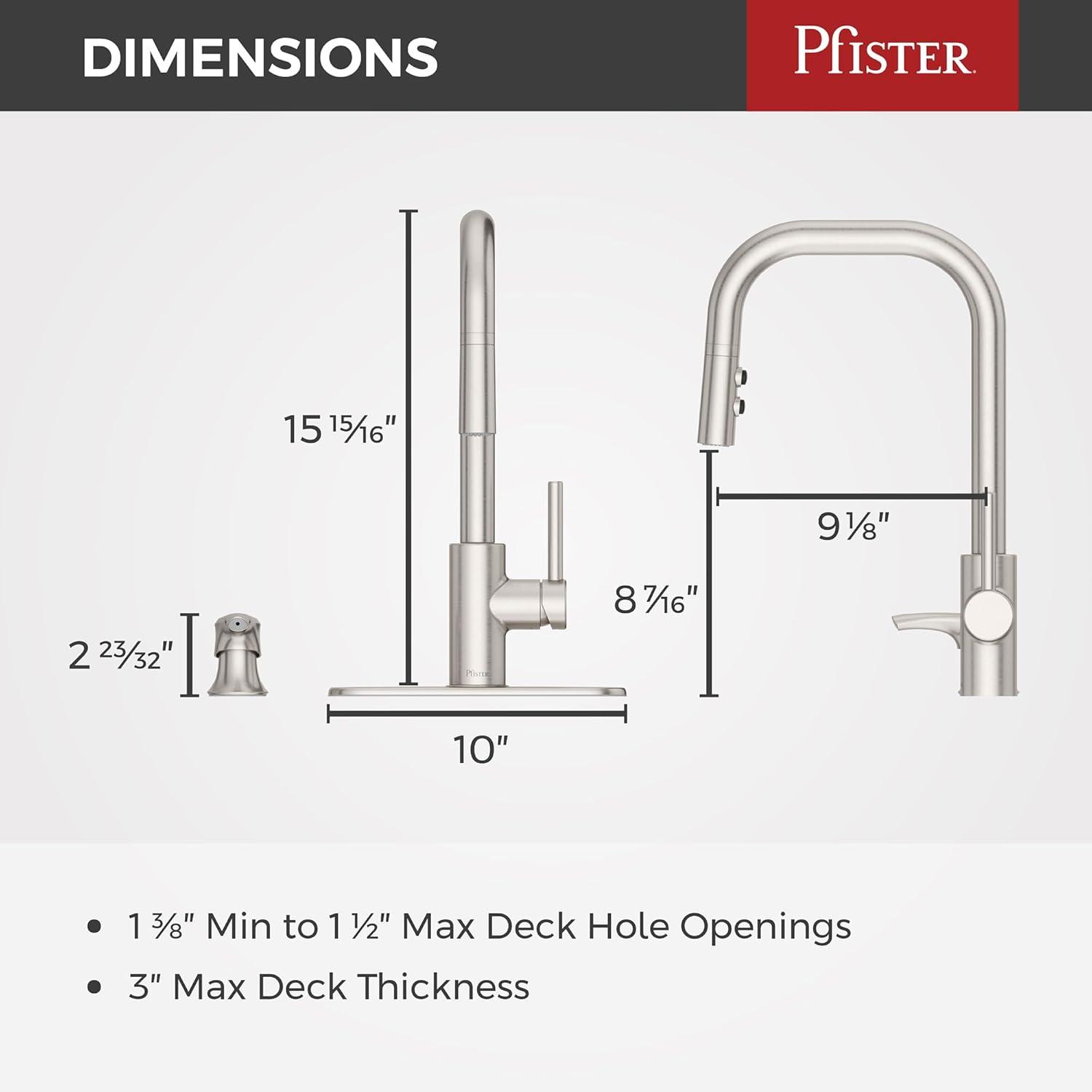 Pfister F-529-7Znr Zanna 1.66 GPM Single Hole Pull Down Kitchen Faucet - Spot Defense