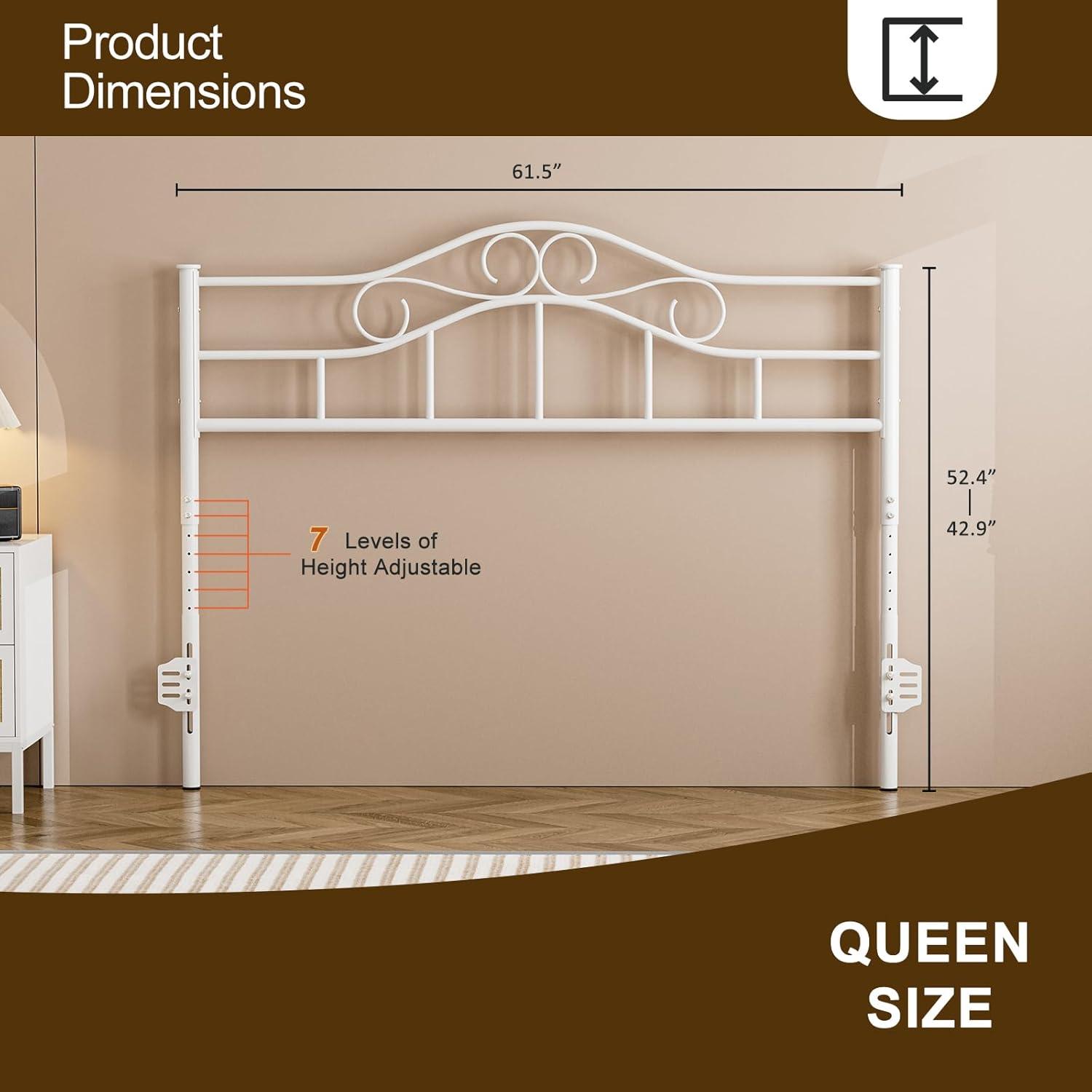 Red Barrel Studio® Anary Metal Headboard, Adjustable Height, Steel Curved Headboard , Farmhouse Scrollwork Design