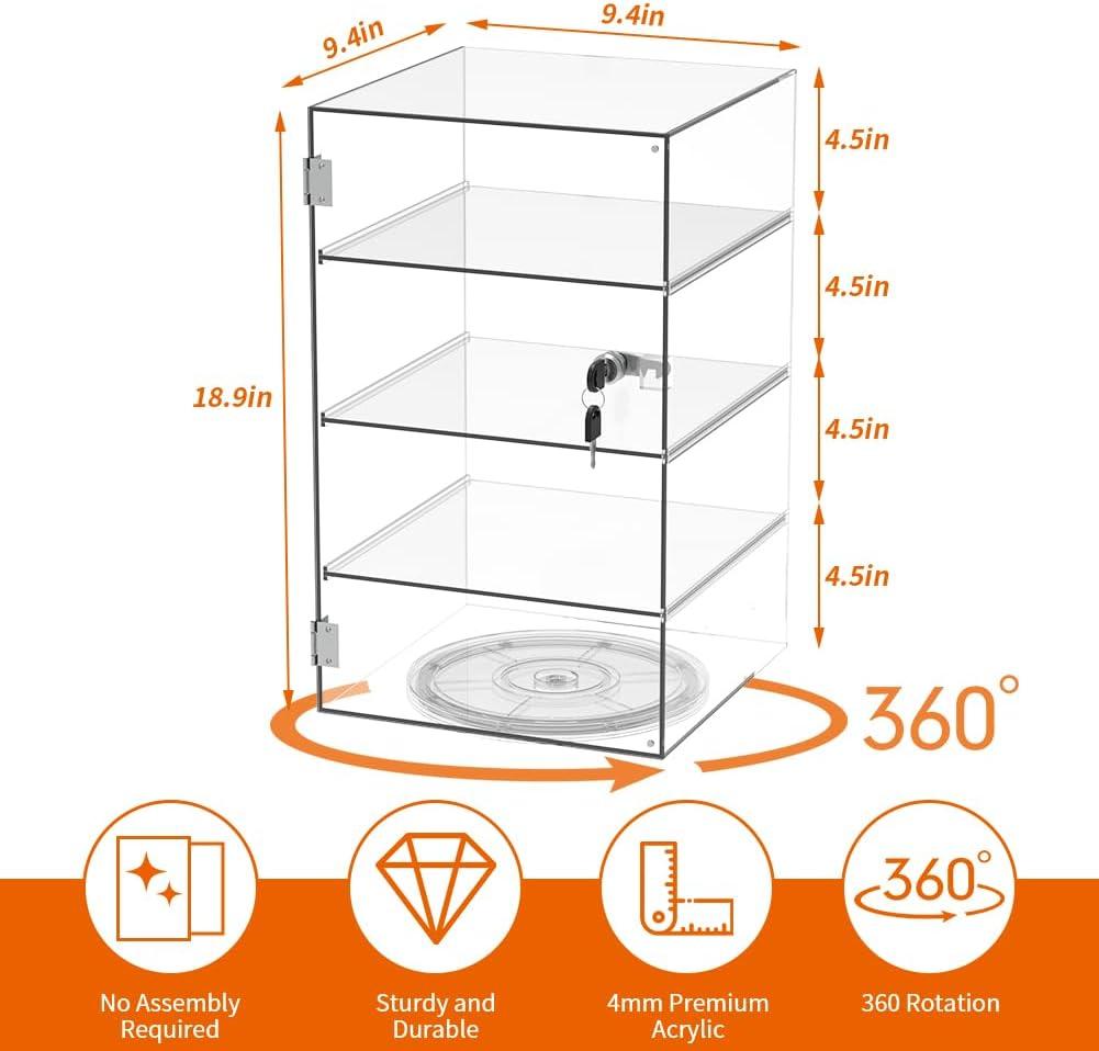 4 Layer Transparent Countertop Showcase for Mini Pop Figures, Display Showcase with Lock, Acrylic Display Box Display Cabinet for Toy Collectibles Stone Rock